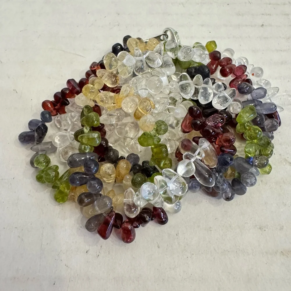 Natural Multi Gemstone Tear Drops Briolette Beaded Necklace 6-10 MM 38 Inch - Picture 6 of 16